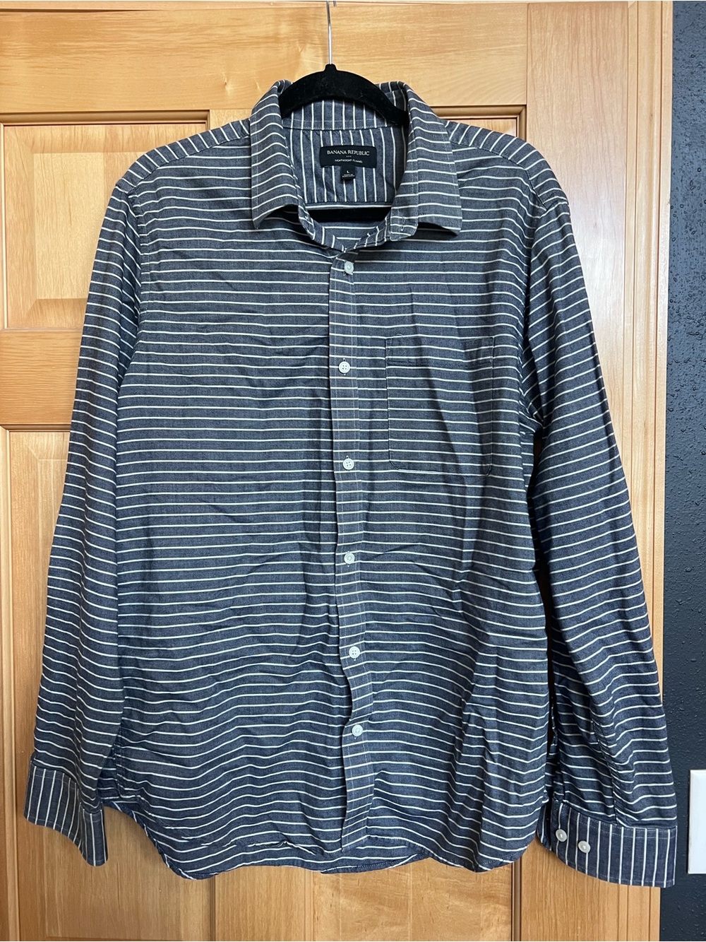 Banana Republic Men’s Gray Striped Flannel Shirt